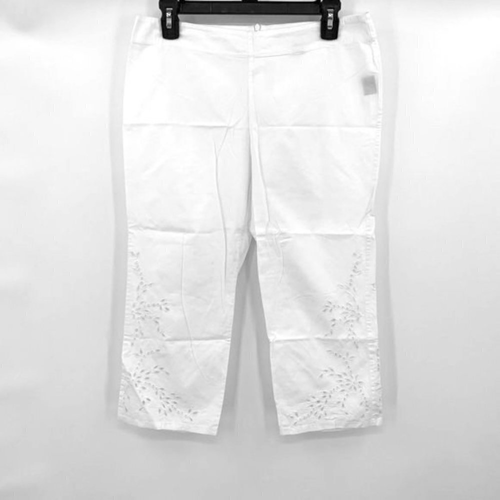 FRENCH CONNECTION White Cotton Eyelet Pant 8 Vtg